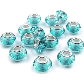 Korálek Plastové korálky s ploškami s velkým průvlekem 14,5x9 mm Balení: 5 ks, Varianta: 5 tyrkys - 8596475197656