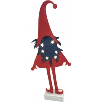 Vánoční dekorace VELKÝ SKŘÍTEK z plsti LED teplé světlo baterie ČASOVAČ výška 44,5 cm