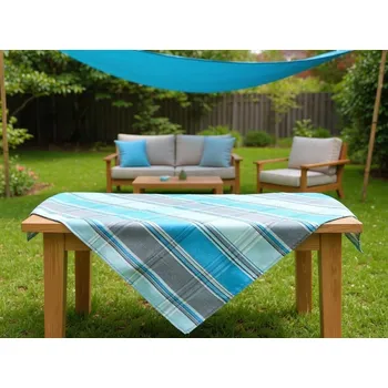 ubrus HEDVA ČESKÝ BROKÁT Ubrus 65x65 káro tyrkysová/hnědá