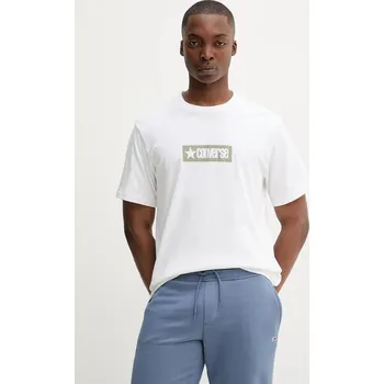 Pánské tričko Bavlněné tričko Converse pánské, bílá barva, s potiskem, 10027995-A04 10027995.A04 00X, vel. XL