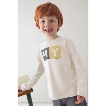 Bavlněné tričko s dlouhým rukávem Mayoral 173.5C.Mini.9BYA béžová 01X, vel. 128