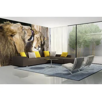 Fototapeta DIMEX | Samolepicí vliesová fototapeta na zeď Lví láska MA-5-0585 | 375 x 250 cm | béžová, hnědá + Samolepicí vliesová fototapeta na stěnu DIMEX Lví láska MA50585 v rozměru 375 x 250 cm