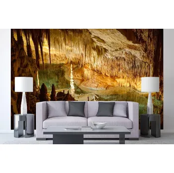 Fototapeta DIMEX | Samolepicí vliesová fototapeta na zeď Přírodní jeskyně MA-5-1747 | 375 x 250 cm | krémová, žlutá, hnědá + Samolepicí vliesová fototapeta na stěnu DIMEX Přírodní jeskyně MA51747 v rozměru 375 x 250 cm