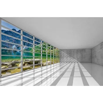 Fototapeta DIMEX | Samolepicí vliesová fototapeta na zeď Interiér s výhledem MA-5-0039 | 375 x 250 cm | vícebarevná, bílá, šedá + Samolepicí vliesová fototapeta na stěnu DIMEX Interiér s výhledem MA50039 v rozměru 375 x 250 cm