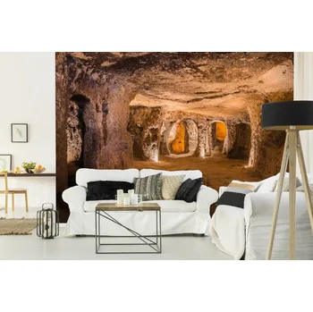 Fototapeta DIMEX | Samolepicí vliesová fototapeta na zeď Jeskynní městečko MA-5-1750 | 375 x 250 cm | krémová, hnědá + Samolepicí vliesová fototapeta na stěnu DIMEX Jeskynní městečko MA51750 v rozměru 375 x 250 cm