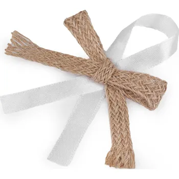 Svatební jutová mašlička / vonička Balení: 10 ks, Varianta: režná přírodní bílá - 8596475476966