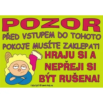 Žertovný předmět Certifikát Pozor před vstupem do tohoto pokoje