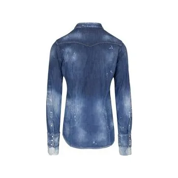 Pánská košile Dsquared2 džínová košile S71DM0423 S30341 470 Modrá Slim Fit 54