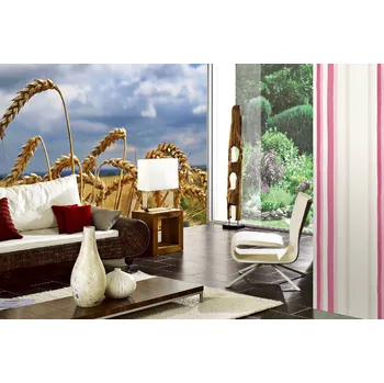 Fototapeta DIMEX | Samolepicí vliesová fototapeta na zeď Pole zlaté pšenice MA-5-1718 | 375 x 250 cm | modrá, krémová, žlutá + Samolepicí vliesová fototapeta na stěnu DIMEX Pole zlaté pšenice MA51718 v rozměru 375 x 250 cm