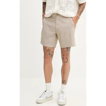 Šortky s příměsí lnu Hollister Co. KI328.5167.400 béžová 80X, vel. XL