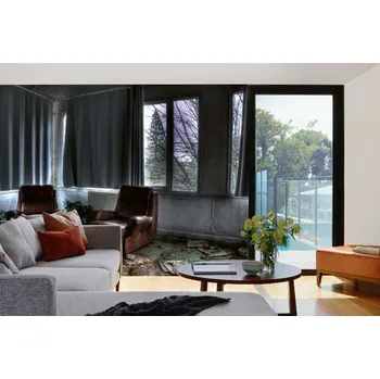 Fototapeta DIMEX | Samolepicí vliesová fototapeta na zeď Kožená křesla MA-5-0869 | 375 x 250 cm | zelená, bílá, hnědá, šedá + Samolepicí vliesová fototapeta na stěnu DIMEX Kožená křesla MA50869 v rozměru 375 x 250 cm