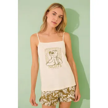 Dámské pyžamo Bavlněné pyžamo women'secret LILO & STITCH béžová barva, bavlněné, 3139902 01X, vel. S