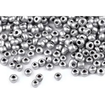 Korálek Rokajl 8/0 - 3 mm metalický, neprůhledný Balení: 50 g, Varianta: QK36 stříbrná střední - 8591149285424
