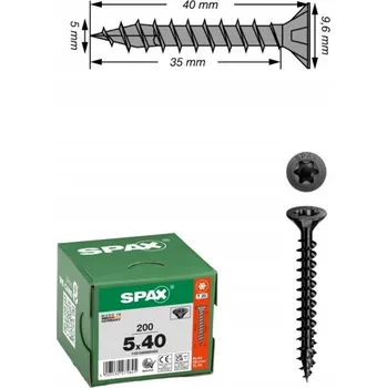 Vrut SPAX Černé vruty do dřeva 5 x 40 TX 200 ks (mini)