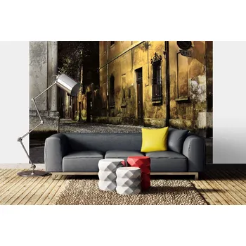 Fototapeta DIMEX | Samolepicí vliesová fototapeta na zeď Temná ulice MA-5-0718 | 375 x 250 cm | žlutá, šedá + Samolepicí vliesová fototapeta na stěnu DIMEX Temná ulice MA50718 v rozměru 375 x 250 cm