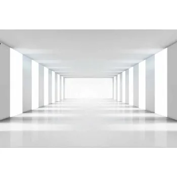 Fototapeta DIMEX | Samolepicí vliesová fototapeta na zeď 3D bílá chodba MA-5-0036 | 375 x 250 cm | bílá, šedá + Samolepicí vliesová fototapeta na stěnu DIMEX 3D bílá chodba MA50036 v rozměru 375 x 250 cm