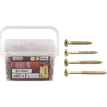 Spojovací materiál CONNEX UNI-vruty TX (4 velikosti), 625 ks