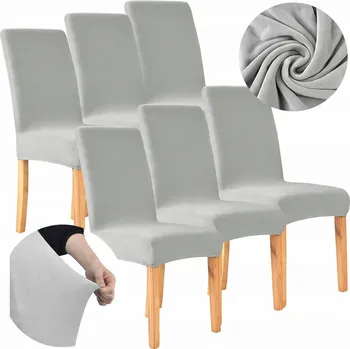 Potah na židli POTAHY POTAH NA ŽIDLI 6 KS sada VELUR ŠEDÁ plyš