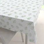 Teflonový obdélníkový ubrus TF-113 Zelené olivové větvičky na bílém 100x160 cm
