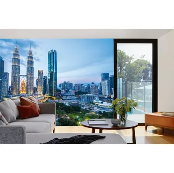 Fototapeta DIMEX | Samolepicí vliesová fototapeta na zeď Panoráma Kuala Lumpur MA-5-1226 | 375 x 250 cm | zelená, modrá, šedá + Samolepicí vliesová fototapeta na stěnu DIMEX Panoráma Kuala Lumpur MA51226 v rozměru 375 x 250 cm