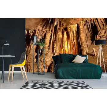 Fototapeta DIMEX | Samolepicí vliesová fototapeta na zeď Jeskynní interiér MA-5-1751 | 375 x 250 cm | krémová, žlutá, hnědá + Samolepicí vliesová fototapeta na stěnu DIMEX Jeskynní interiér MA51751 v rozměru 375 x 250 cm