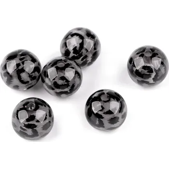 Korálek Plastové korálky leopardí vzor Ø16 mm Balení: 6 ks, Varianta: 4 šedá - 8596475607308