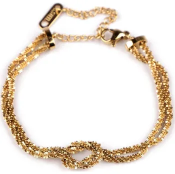 Náramek Náramek z nerezové oceli dvojitý s uzlem - 2 zlatá