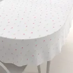 Teflonový oválný ubrus TF-115 Barevné tulipánky na bílém 100x160 cm