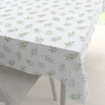 ubrus Teflonový obdélníkový ubrus TF-113 Zelené olivové větvičky na bílém 50x100 cm