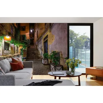 Fototapeta DIMEX | Samolepicí vliesová fototapeta na zeď Malebná ulice Říma MA-5-0731 | 375 x 250 cm | zelená, žlutá, šedá + Samolepicí vliesová fototapeta na stěnu DIMEX Malebná ulice Říma MA50731 v rozměru 375 x 250 cm