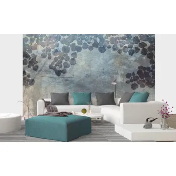 Fototapeta DIMEX | Samolepicí vliesová fototapeta na zeď Abstrakt modré listy MA-5-0367 | 375 x 250 cm | modrá, béžová, černá + Samolepicí vliesová fototapeta na stěnu DIMEX Abstrakt modré listy MA50367 v rozměru 375 x 250 cm