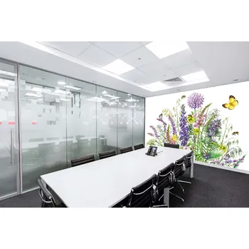 Fototapeta DIMEX | Samolepicí vliesová fototapeta na zeď Ručně kreslené květiny MA-5-1304 | 375 x 250 cm | zelená, bílá, fialová, žlutá, růžová + Samolepicí vliesová fototapeta na stěnu DIMEX Ručně kreslené květiny MA51304 v rozměru 375 x 250 cm