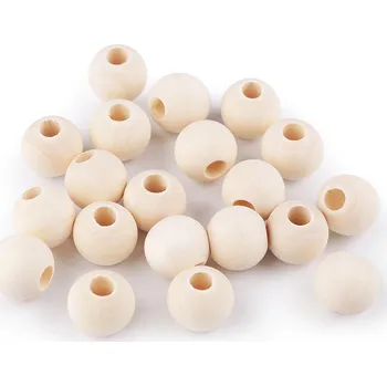 Korálek Dřevěné korálky nelakované Ø18 mm Balení: 20 ks, Varianta: přírodní sv. - 8596475206433