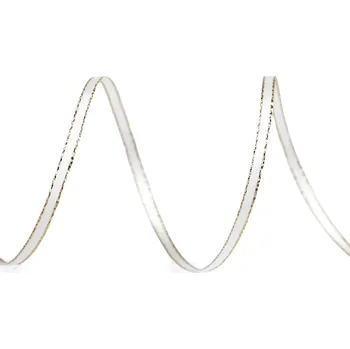 Stuha Atlasová stuha oboulící s lurexovým okrajem šíře 3 mm vánoční Balení: 20 m, Varianta: 100 bílá zlatá - 8590939283237