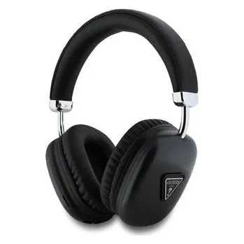 Sluchátka Guess Saffiano PU Leather Triangle Logo Bezdrátová Sluchátka Black
