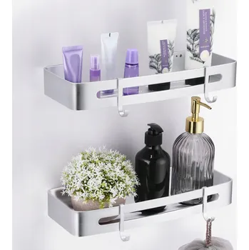 Obraz POLIČKA DO SPRCHY BEZ VRTÁNÍ stříbro 2KS + lepidlo