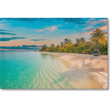 Obraz Obraz na plátně PLÁŽ PŘI VÝCHODU SLUNCE S PALMAMI 60 x 40 cm