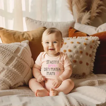 Body ŠŤASTNÝ PRVNÍ DEN MATEK - RŮŽOVÁ Barva: Růžová, Velikost: 68-80 (6-12 měsíců)