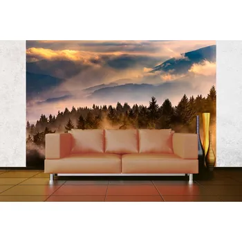 Fototapeta DIMEX | Samolepicí vliesová fototapeta na zeď Zamlžená krajina MA-5-1869 | 375 x 250 cm | žlutá, hnědá, šedá + Samolepicí vliesová fototapeta na stěnu DIMEX Zamlžená krajina MA51869 v rozměru 375 x 250 cm