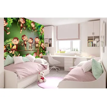 Fototapeta DIMEX | Samolepicí vliesová fototapeta na zeď Opice MA-5-1453 | 375 x 250 cm | zelená, černá, hnědá + Samolepicí vliesová fototapeta na stěnu DIMEX Opice MA51453 v rozměru 375 x 250 cm