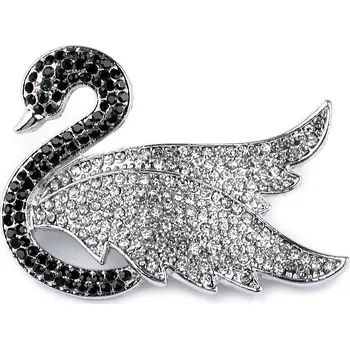 Brož Brož s broušenými kamínky labuť Balení: 1 ks, Varianta: crystal - 8591149435355