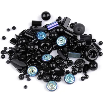 Šperk Skleněné korálky ramš mačkanice Balení: 50 g, Varianta: 20 černá - 8591149789311