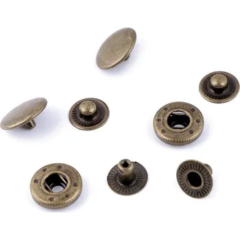 Kovové druky Ø15 mm na středně silné látky Balení: 50 sada, Varianta: 2 staromosaz - 8591149677748