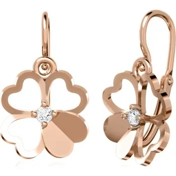 Náušnice Couple, Dětské náušničky Clover, růžové zlato a zirkony, 585-66-3-0684.4C00.0.00.001.14