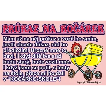 Žertovný předmět Průkaz Průkaz na kočárek