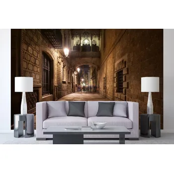 Fototapeta DIMEX | Samolepicí vliesová fototapeta na zeď Barcelona, ??Španělsko MA-5-0748 | 375 x 250 cm | bílá, šedá + Samolepicí vliesová fototapeta na stěnu DIMEX Barcelona, ??Španělsko MA50748 v rozměru 375 x 250 cm