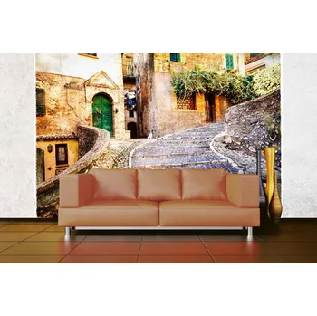 Fototapeta DIMEX | Samolepicí vliesová fototapeta na zeď Okouzlující ulice MA-5-0703 | 375 x 250 cm | žlutá, hnědá, šedá + Samolepicí vliesová fototapeta na stěnu DIMEX Okouzlující ulice MA50703 v rozměru 375 x 250 cm