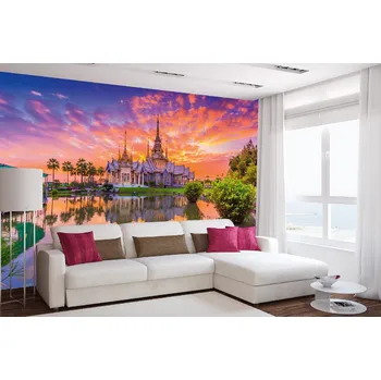 Fototapeta DIMEX | Samolepicí vliesová fototapeta na zeď Wat thai MA-5-1162 | 375 x 250 cm | zelená, fialová, oranžová, šedá + Samolepicí vliesová fototapeta na stěnu DIMEX Wat thai MA51162 v rozměru 375 x 250 cm