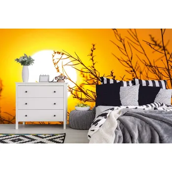 Fototapeta DIMEX | Samolepicí vliesová fototapeta na zeď Podzimní západ slunce MA-5-1743 | 375 x 250 cm | černá, žlutá, oranžová + Samolepicí vliesová fototapeta na stěnu DIMEX Podzimní západ slunce MA51743 v rozměru 375 x 250 cm