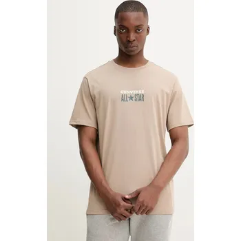 Pánské tričko Bavlněné tričko Converse pánské, béžová barva, s potiskem, 10028551-A05 10028551.A05 80X, vel. L